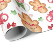 Kerstmis/peperkoek Cadeaupapier (Rol Hoek)