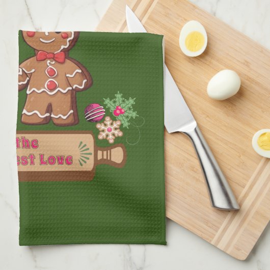 Kerstmis peperkoek Liefde Keuken Handdoek (Quarter Fold)