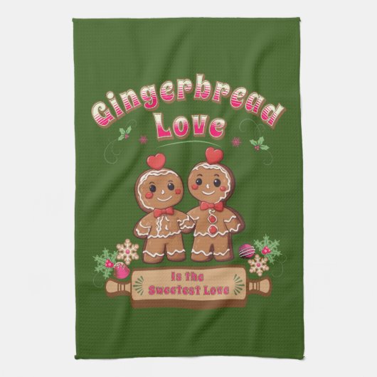 Kerstmis peperkoek Liefde Keuken Handdoek (Verticaal)