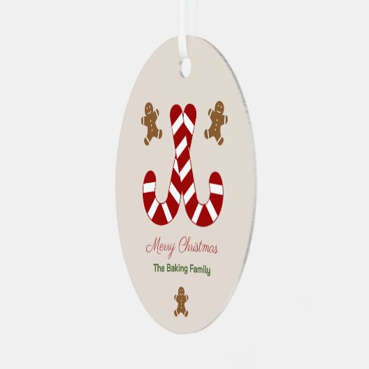 Kerstmis peperkoek Man & Candy Cane Metalen Ornament (Voorkant links)