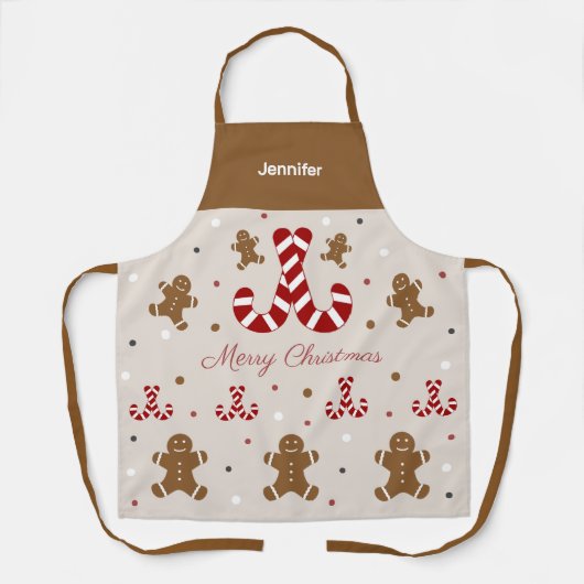 Kerstmis peperkoek Man & Candy Cane Schort (Voorkant)