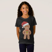 Kerstmis peperkoek man koekje santa hoed grappig a t-shirt (Voorkant volledig)