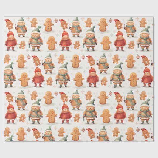 Kerstmis peperkoek mannen cadeaupapier (Vlak)