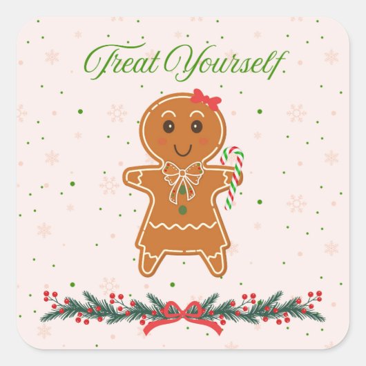Kerstmis peperkoek Vrouw Vierkante Sticker (Voorkant)