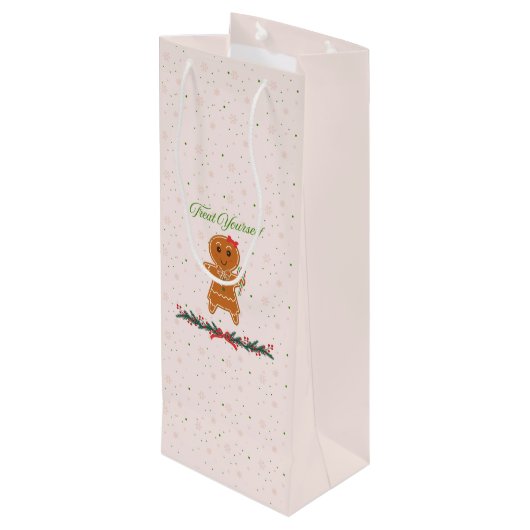 Kerstmis peperkoek Vrouw Wijn Cadeautas (Achterkant Gekanteld)