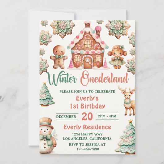 Kerstmis peperkoek Winter Onederland Verjaardag Kaart (Voorkant)