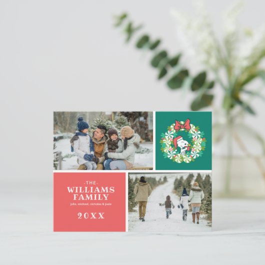 Kerstmis Pepermunt Kerstkrans Feestdagenkaart (Staand voorkant)