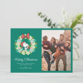 Kerstmis Pepermunt Kerstkrans Holiday Wreath Feestdagenkaart (Staand voorkant)