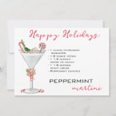 Kerstmis Pepermunt Martini Cocktail Recept Feestdagenkaart (Voorkant)