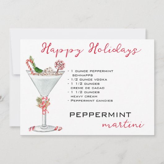 Kerstmis Pepermunt Martini Cocktail Recept Feestdagenkaart (Voorkant)