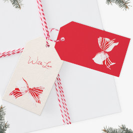 Kerstmis Pepermunt Schotland Geruit Met Strik Fees Cadeaulabel