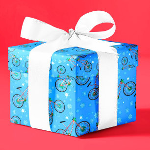 Kerstmis Pepermunt Snoep Wielrennen Fiets Sneeuwvl Cadeaupapier