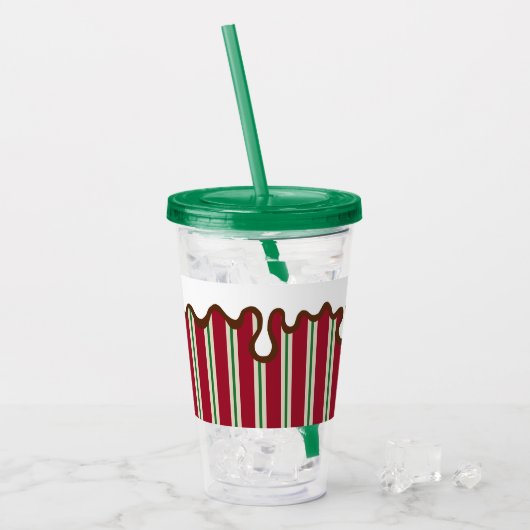 Kerstmis Pepermunt Tumbler Acryl Drinkbeker (Voorkant ijs)