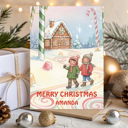 Kerstmis pepermuntbos voor kinderen feestdagen kaart