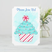 Kerstmis Peppermint Cupcake Coffee Dessert Party Kaart (Staand voorkant)