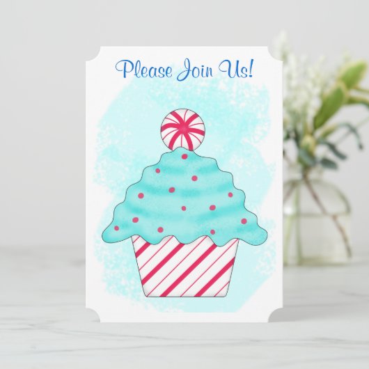 Kerstmis Peppermint Cupcake Coffee Dessert Party Kaart (Staand voorkant)