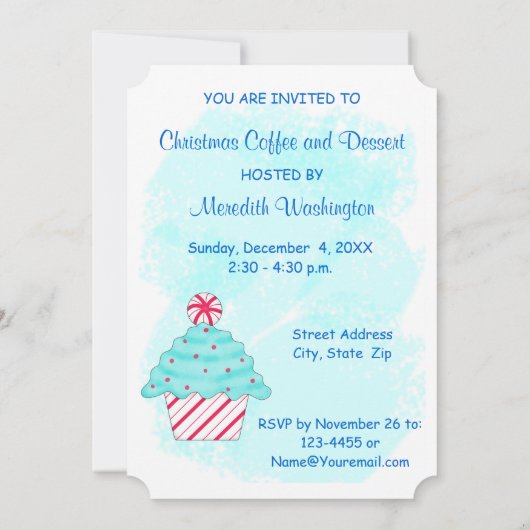 Kerstmis Peppermint Cupcake Coffee Dessert Party Kaart (Achterkant)