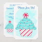 Kerstmis Peppermint Cupcake Coffee Dessert Party Kaart (Voorkant / Achterkant)