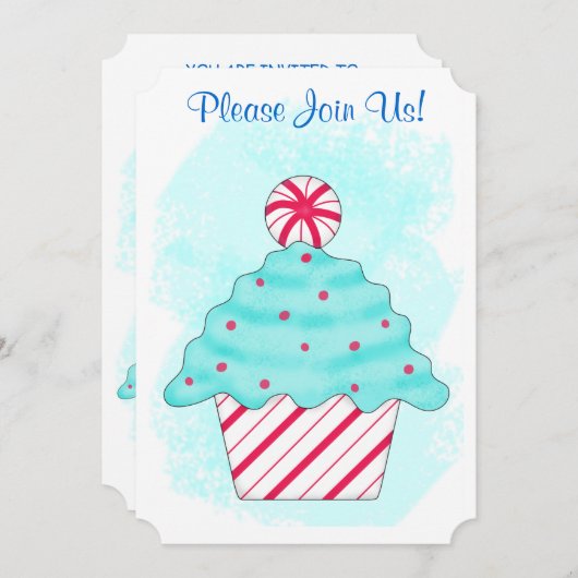 Kerstmis Peppermint Cupcake Coffee Dessert Party Kaart (Voorkant / Achterkant)