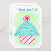 Kerstmis Peppermint Cupcake Coffee Dessert Party Kaart (Voorkant / Achterkant)