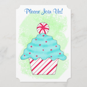 Kerstmis Peppermint Cupcake Coffee Dessert Party Kaart