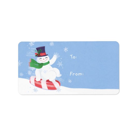 Kerstmis Peppermint Snowman Sticker Gift Label (Voorkant)