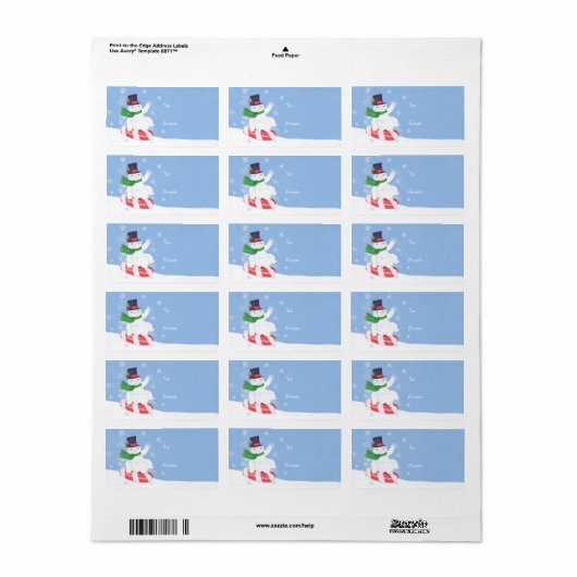 Kerstmis Peppermint Snowman Sticker Gift Label (Full Sheet)