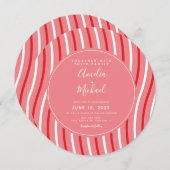 Kerstmis Peppermint Stripes Pink Red Wedding Kaart (Voorkant / Achterkant)