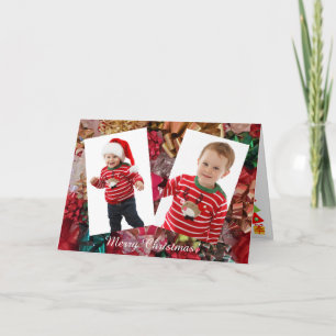 Kerstmis Personaliseer 2 foto's van kinderen Feestdagen Kaart