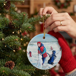 Kerstmis personaliseren in vintage stijl keramisch ornament