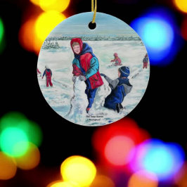 Kerstmis personaliseren in vintage stijl keramisch ornament