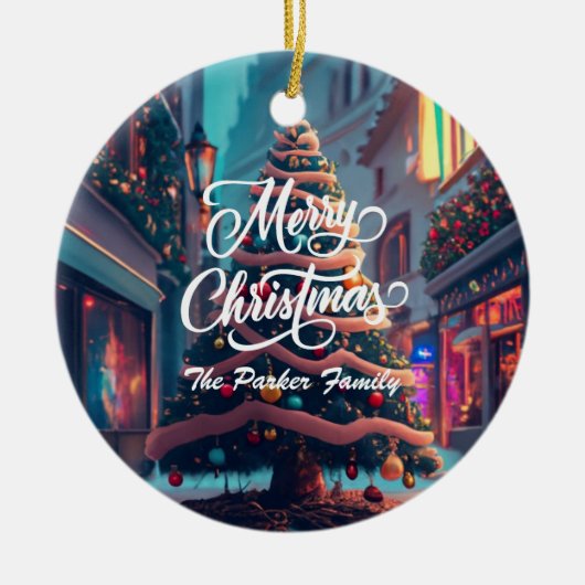 Kerstmis personaliseren keramisch ornament (Voorkant)