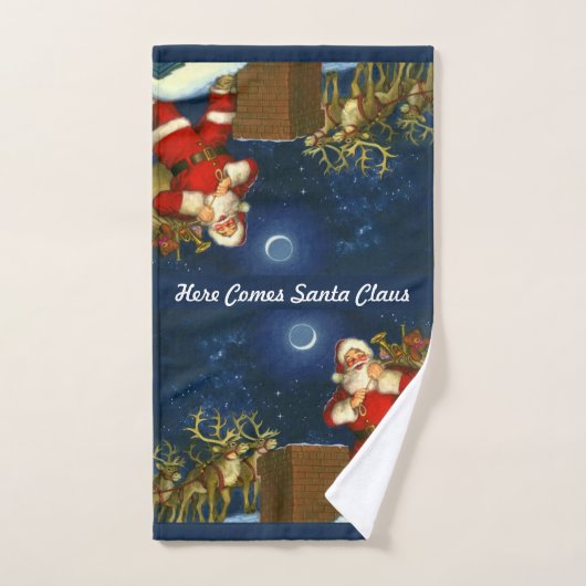 kerstmis personaliseren op Blue Bath Tow Bad Handdoek (Handdoek)