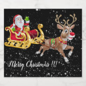 Kerstmis personaliseren sparkling wijnetiket (Enkel label)