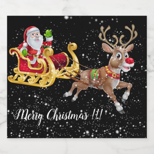 Kerstmis personaliseren sparkling wijnetiket (Enkel label)