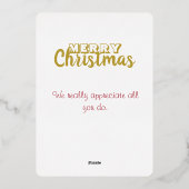 Kerstmis Personeel Waardering Vakantie Feestdag Folie Feestdagenkaart (Achterkant)