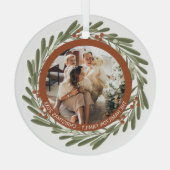 Kerstmis - persoonlijk Lijst met Wreatfoto's Glas Ornament (Achterkant)