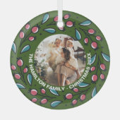 Kerstmis - persoonlijk Lijst met Wreatfoto's Glas Ornament (Voorkant)