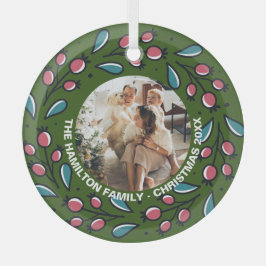 Kerstmis - persoonlijk Lijst met Wreatfoto's Glas Ornament