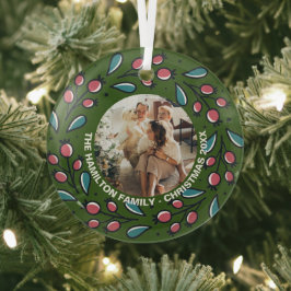Kerstmis - persoonlijk Lijst met Wreatfoto's Glas Ornament
