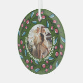 Kerstmis - persoonlijk Lijst met Wreatfoto's Glas Ornament (Voorkant links)