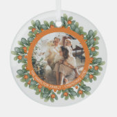 Kerstmis - persoonlijk Lijst met Wreatfoto's Glas Ornament (Voorkant)