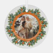 Kerstmis - persoonlijk Lijst met Wreatfoto's Glas Ornament (Achterkant)