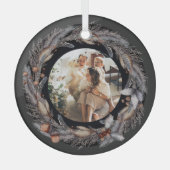 Kerstmis - persoonlijk Lijst met Wreatfoto's Glas Ornament (Voorkant)