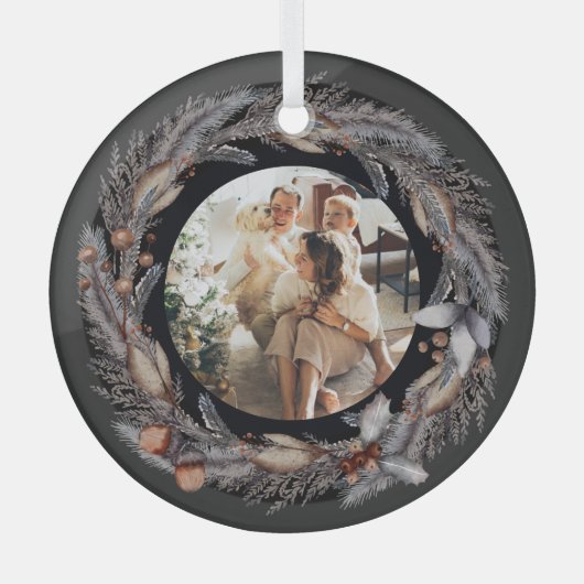 Kerstmis - persoonlijk Lijst met Wreatfoto's Glas Ornament (Voorkant)