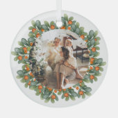 Kerstmis - persoonlijk Lijst met Wreatfoto's Glas Ornament (Voorkant)