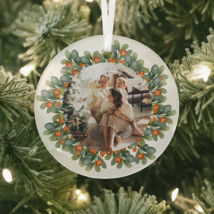 Kerstmis - persoonlijk Lijst met Wreatfoto's Glas Ornament