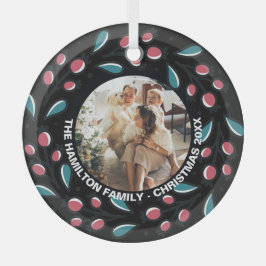 Kerstmis - persoonlijk Lijst met Wreatfoto's Glas Ornament