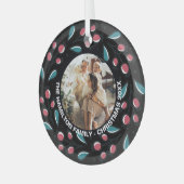 Kerstmis - persoonlijk Lijst met Wreatfoto's Glas Ornament (Voorkant links)