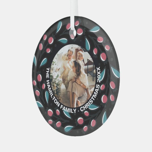 Kerstmis - persoonlijk Lijst met Wreatfoto's Glas Ornament (Voorkant links)